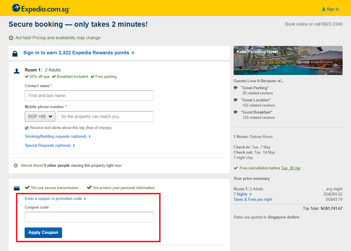 expedia singapore coupon code